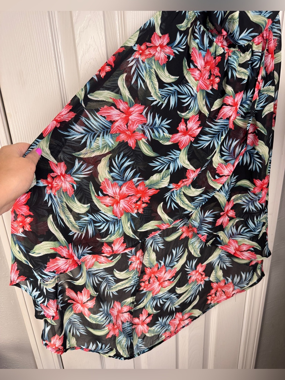 IRIS Los Angeles Tropical Floral Strapless High Low Maxi Tube Dress Medium